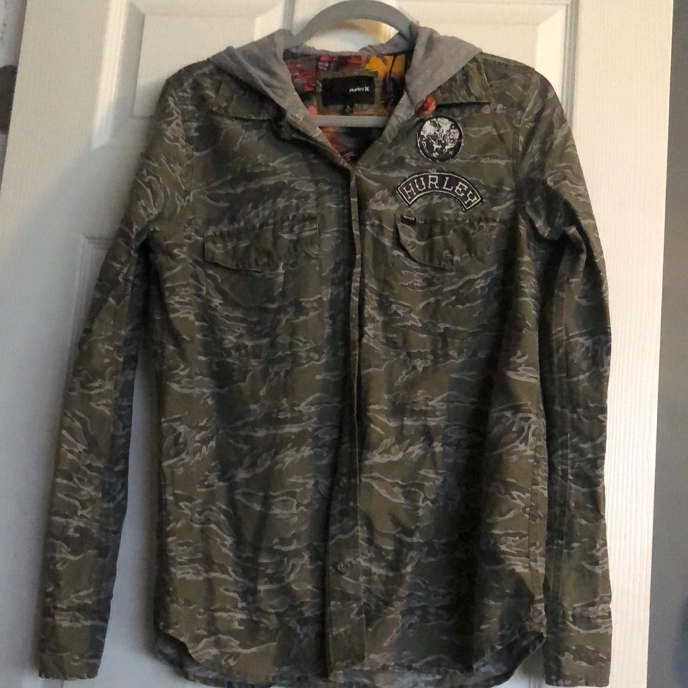 Hurley women’s hooded button down light long sleeve